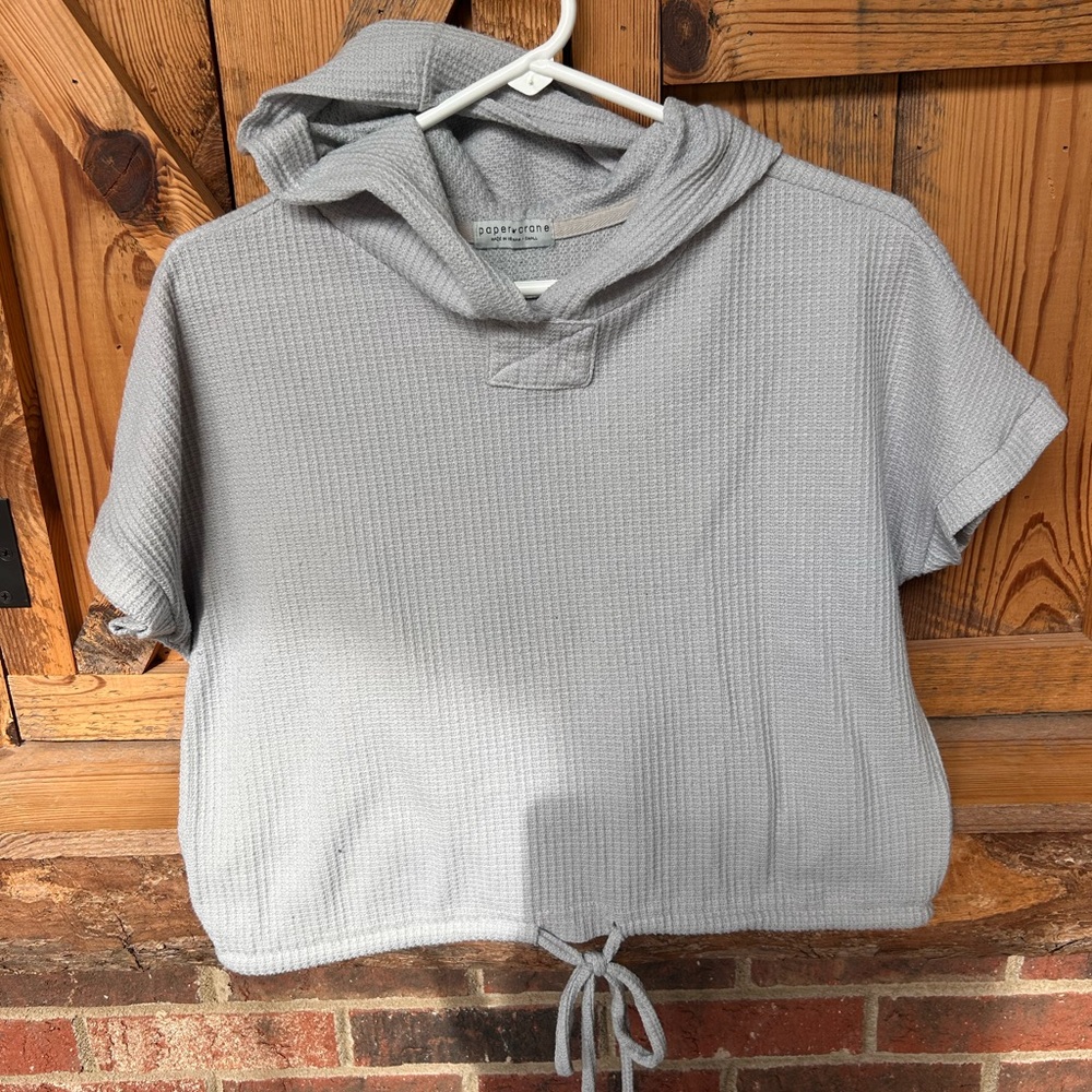 Paper Crane Pullover Sweater Women's Size S Gray Knit Sleeveless Crop Polyester